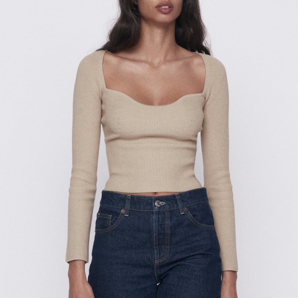 Zara Sweetheart Neckline Sweater